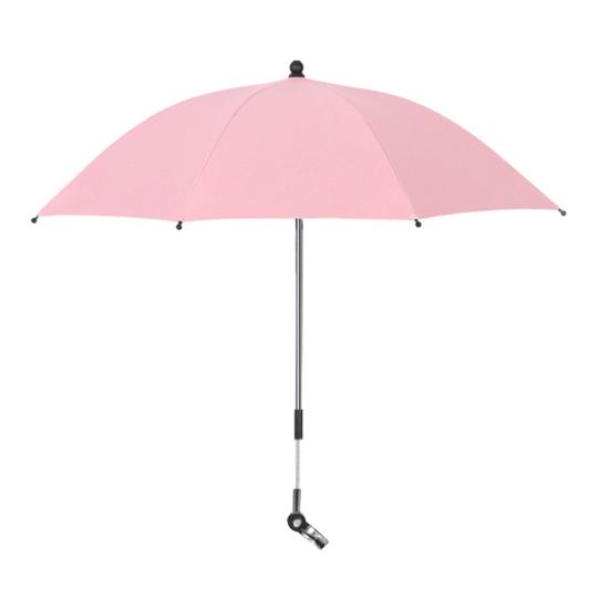 

Зонт для детской коляски с зажимом UPF 50+ Защита от солнца и УФ-излучения Регулируемый Водонепроницаемый Ветрозащитный Универсальный розовый