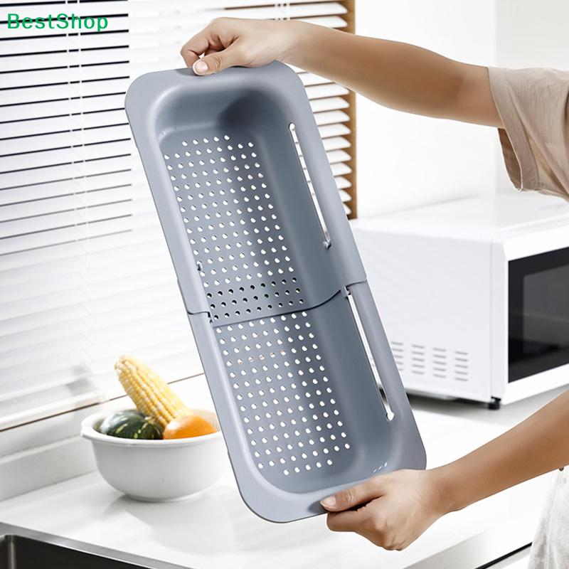 Double-layer Expandable Kitchen Sink Strainer Basket, Home Sink Storage Draining Rack, Fruit Tray Storage Basket
