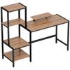 Computer Desk with Monitor Stand, Desk with 4-Tier Shelf, Industrial Design, Brown