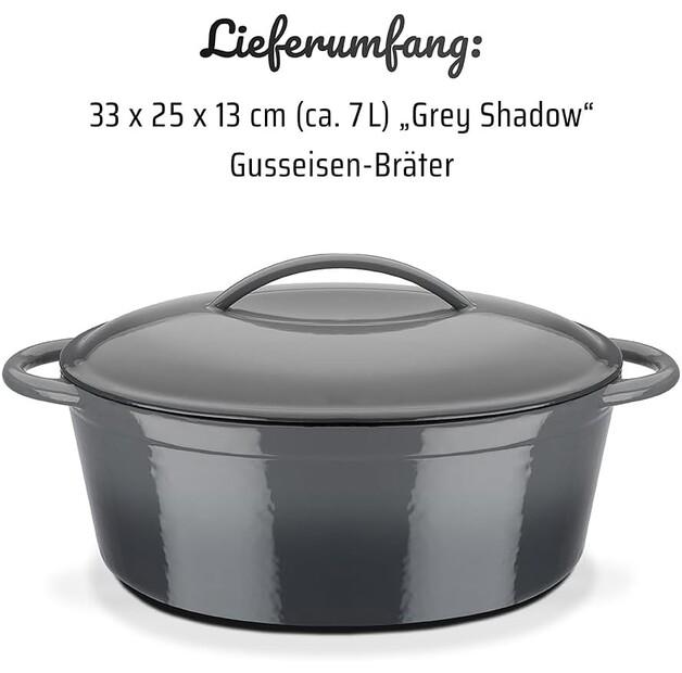 Жаровня GSW Shadow овальная 33x25 см серая 7 л (716338)