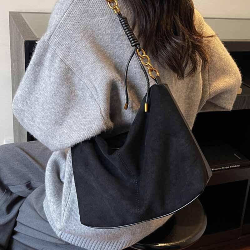 European and American retro deerskin velvet bag women's 2025 new fashionable and versatile dumpling bag high-end nubuck leather crossbody bag