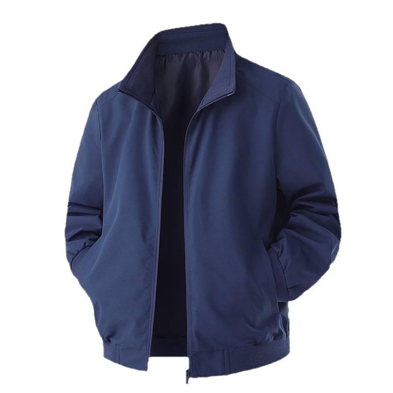 2025 Herren Stehkragen Bergsteigerjacke - Einfarbige, Zwei-Wege-Reißverschluss, Teamuniform