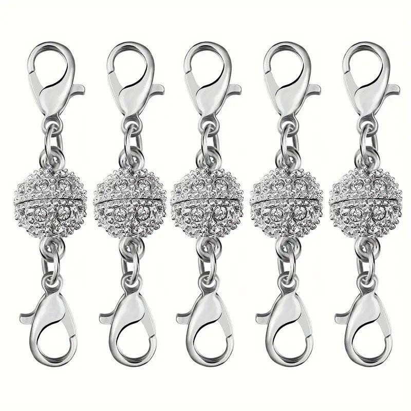 

5pcs 8Mm Alloy with -Encrusted Round Magnetic Buckle Necklace Bracelet Link Buckle Jewelry Making Parts Chain connection buckle 8mm