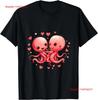 Cute Octopus Hearts Valentines Day V Funny Valentines T Shirt Vintage Washed Comfortable Breathable Graphic Stretched Casual