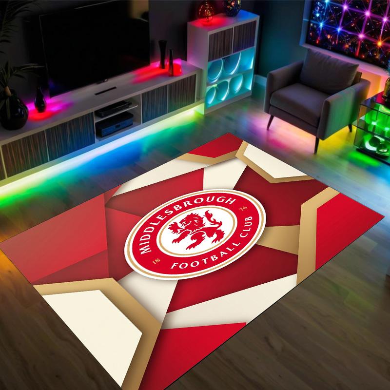 Middlesbrough FC Design Crystal Velvet Carpet Cozy Non?Slip Printed Rug For Bedroom Living Room Entrance