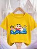 Summer Casual Crew Neck T Shirt Cute Kawaii Cartoon Street Fashion Tops For Kids Crayon Shin Chan Boys Girls 3 14 Years