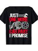 1pc Men's Mechanical Humor T Shirt 100% Casual Crew Neck T Shirt with ' Promise One More Car Part' P