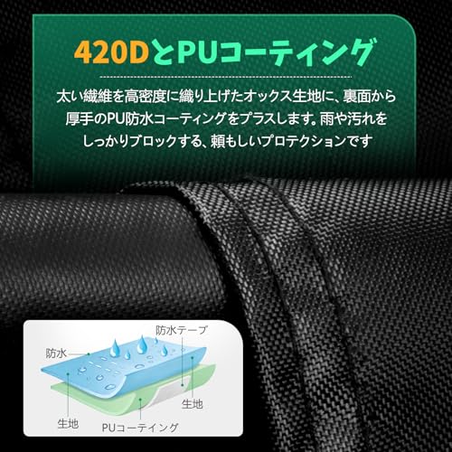 Snorider Motorcycle Cover, Large, Thick, Heat-Resistant, Waterproof, 430D, UV Protection, Ventilated, Integrated Storage, Anti-Theft Lock Hole, Heavy-