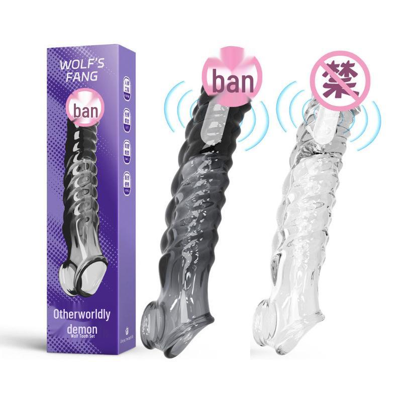 Seniubaby Men's Crystal Wolf Tooth Vibrating Sleeve - Extended and Thickened Adult Toy