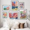 Retro Mountain Flowers Abstract Gallery Colorful Posters And Prints Wall Art Canvas Oil Painting Pictures For Living Room Decor