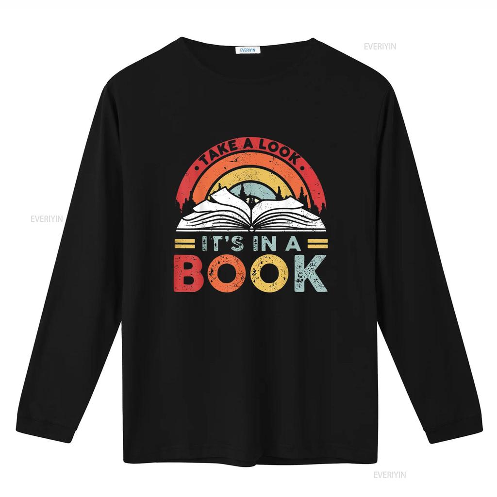 Take A Look Its In Book Vintage Reading Bookworm Designer Women S T Shirt Casual S Vintage Washed Homme Streetwear Soft