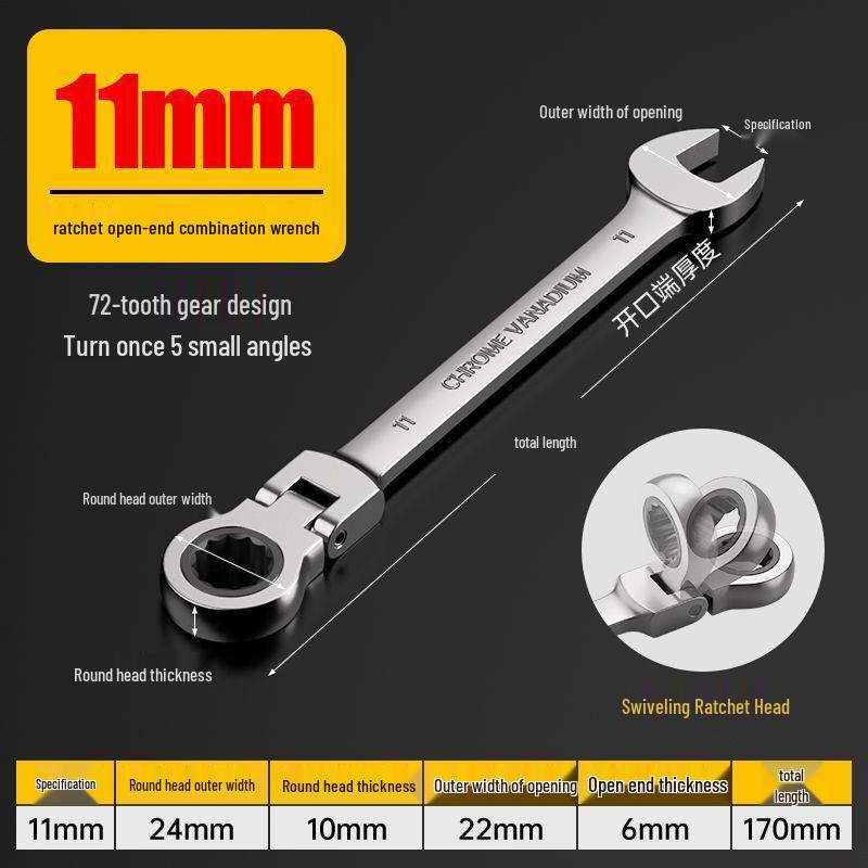 Sada oboustranných reverzibilních rychloupínacích ráčnových klíčů: Nastavitelný, Otevřený konec, Torx, Nástroj pro opravu automobilů.