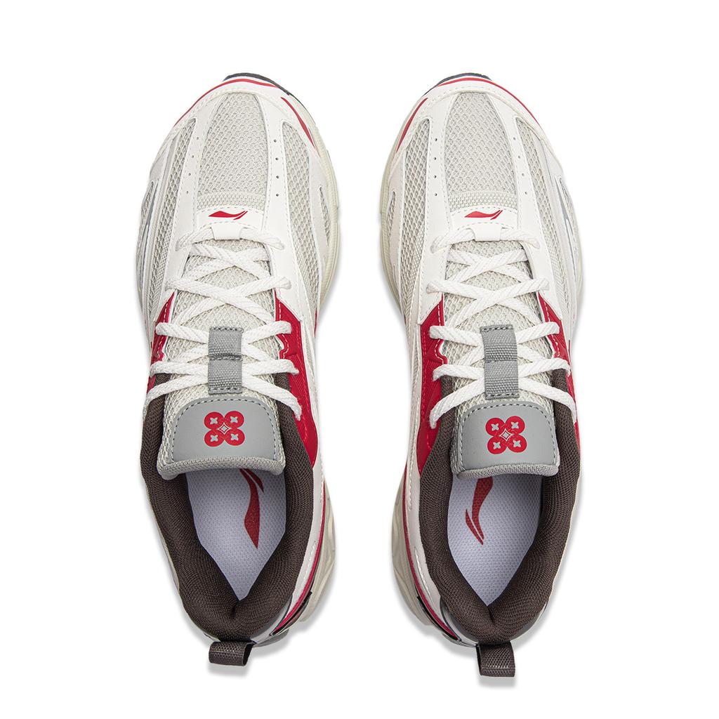 Li Ning Puyue 2.0 V2 Cushioning Slip Resistant Abrasion Resistant Low top Casual Running Shoes Men's Silver Red ARXV001-6