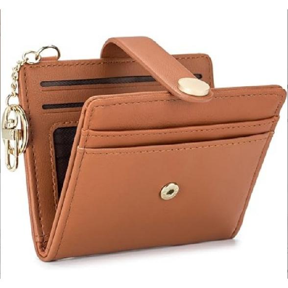 New Arrival Hot Sale Women'S Ultra-Thin Wallet Bifold PU Leather Card Clamp With Key Chain Zipper Document Package