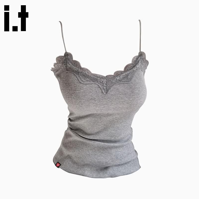 CHOCOOLATEit Women's Lace Trim Slim-Fit Camisole