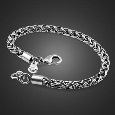 Neue Männer 100% 925 Sterling Silber Armbänder Armreifen 3,5 MM 7,5 Zoll Mode Vintage Mann Thai Silber Armband Schmuck