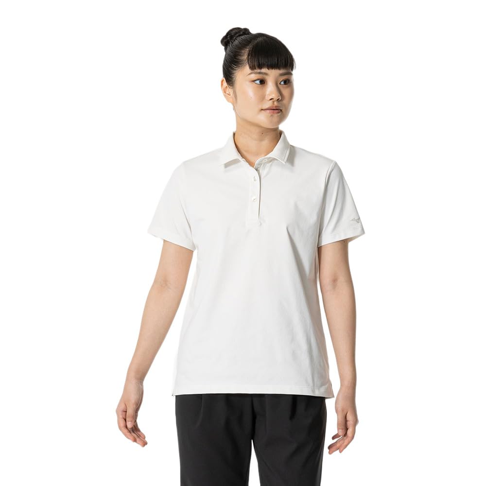 Mizuno Soft Dry Polo Snow Short Women's Shirt, White, 32MAB303, Sleeve, Comfortable, Moisture-Wicking, Quick-Drying, UPF50+