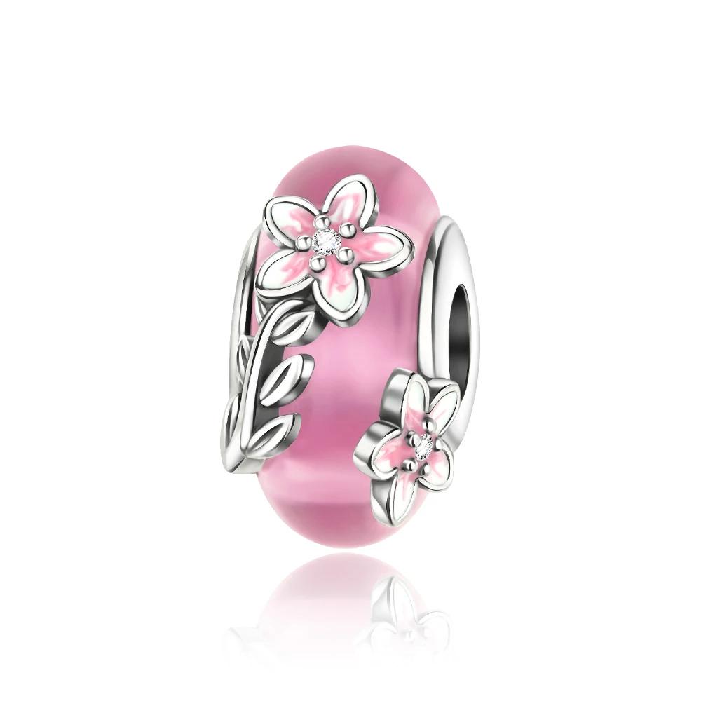 New In Original Pink Charms Copper Bow Charms Butterfly Flower Beads Fit Necklaces Bracelets For Women Diy Fine Jewelry Gift