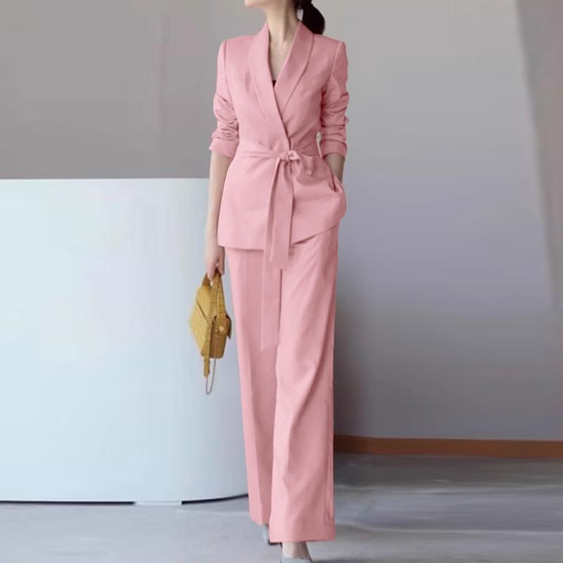 ZANZEA Women Long Sleeve Casual Blazer and Pants Two Piece Suit Sets