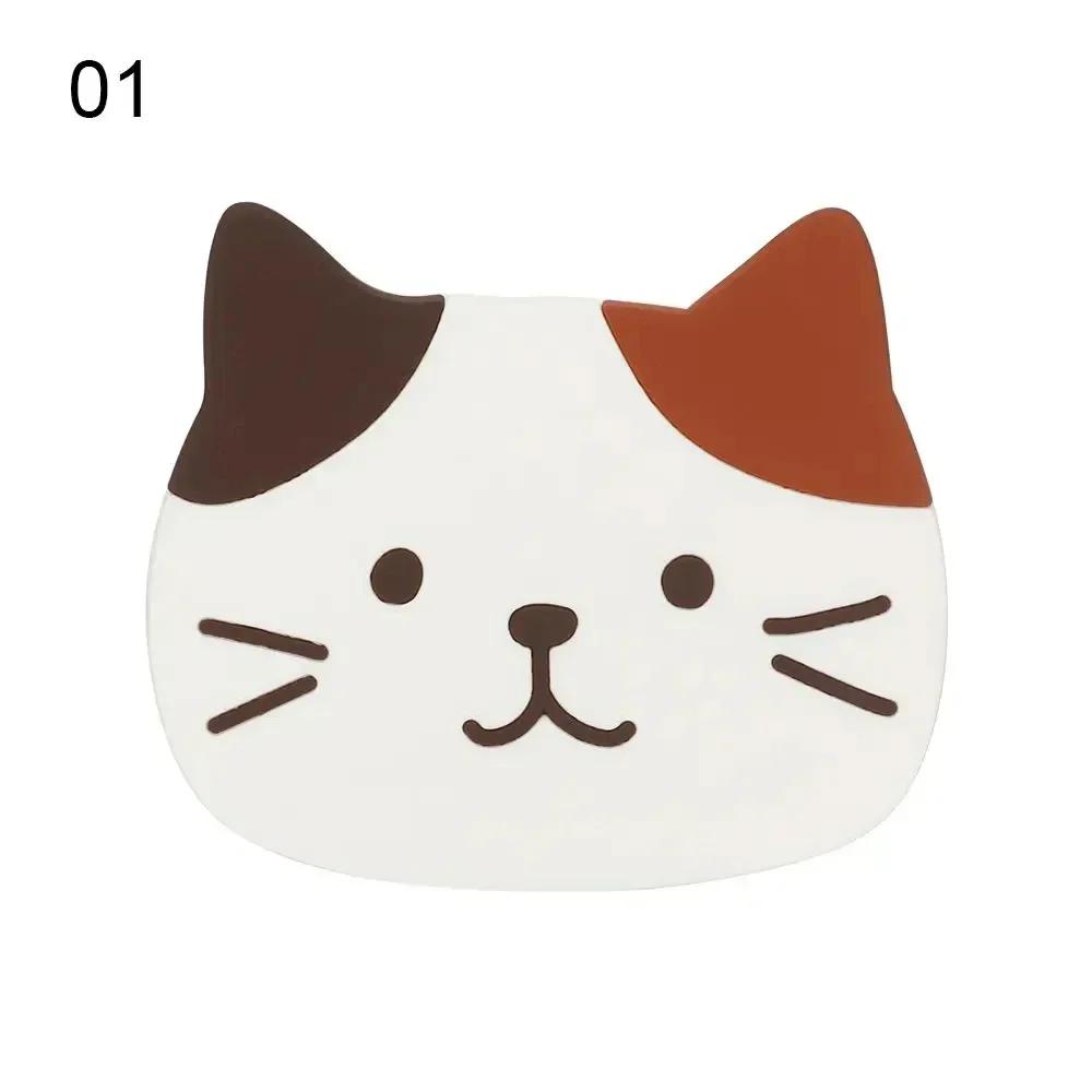 New Cute Cat Cup Coasters, Reusable Silicone Drink Coasters Non Slip, Washable Heat Resistant Glass Cup Rubber Pad Mat Novelty