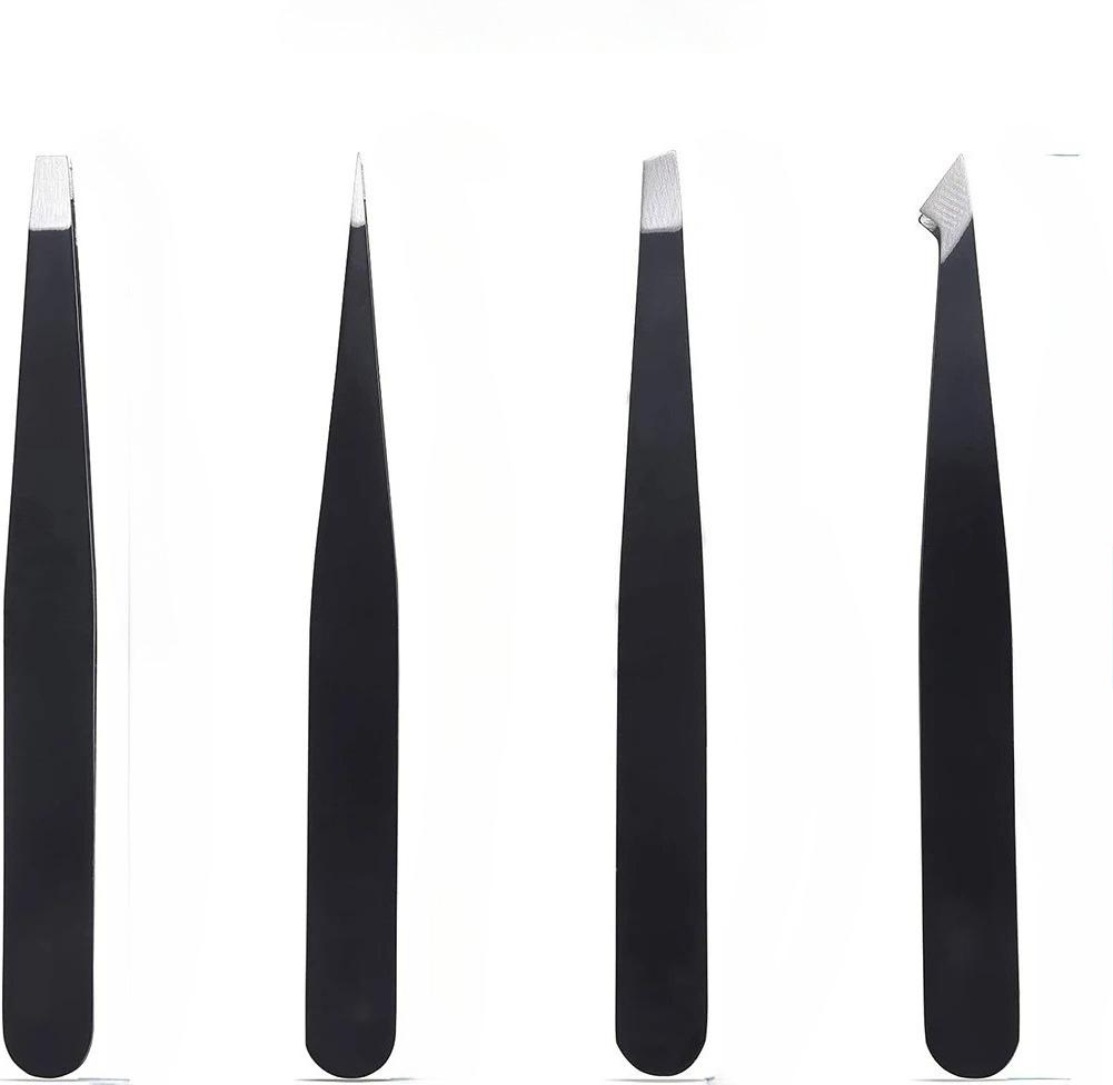 4PCS Tweezers Set Professional Tweezers Steel Facial Hair for Stainless Eyebrows for and Ingrown Hair  Makeup Tools Removal