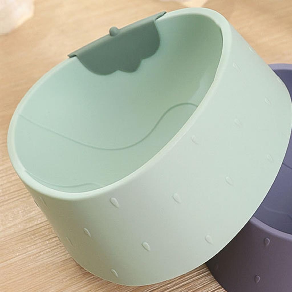 Miska Ochronna na Szyję dla Zwierząt Kreskówkowa Truskawka Krawędź Zapobiegająca Rozlewaniu Antypoślizgowa Podwyższona Miska na Jedzenie dla Kota Zielona