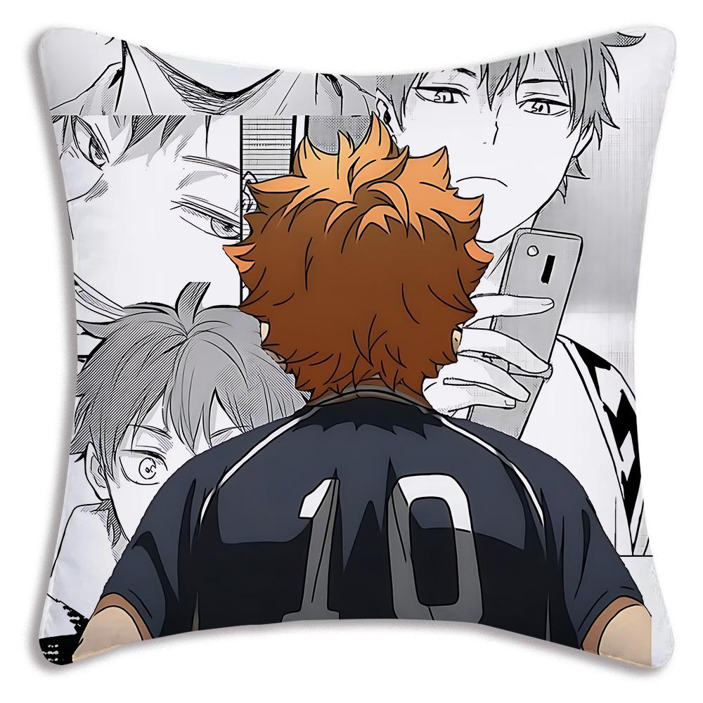 Comic Anime h-Haikyuus Kissenbezüge Cartoon Sofa Dekoratives Zuhause Zweiseitiger Druck Kurzer Plüsch Niedlicher Kissenbezug