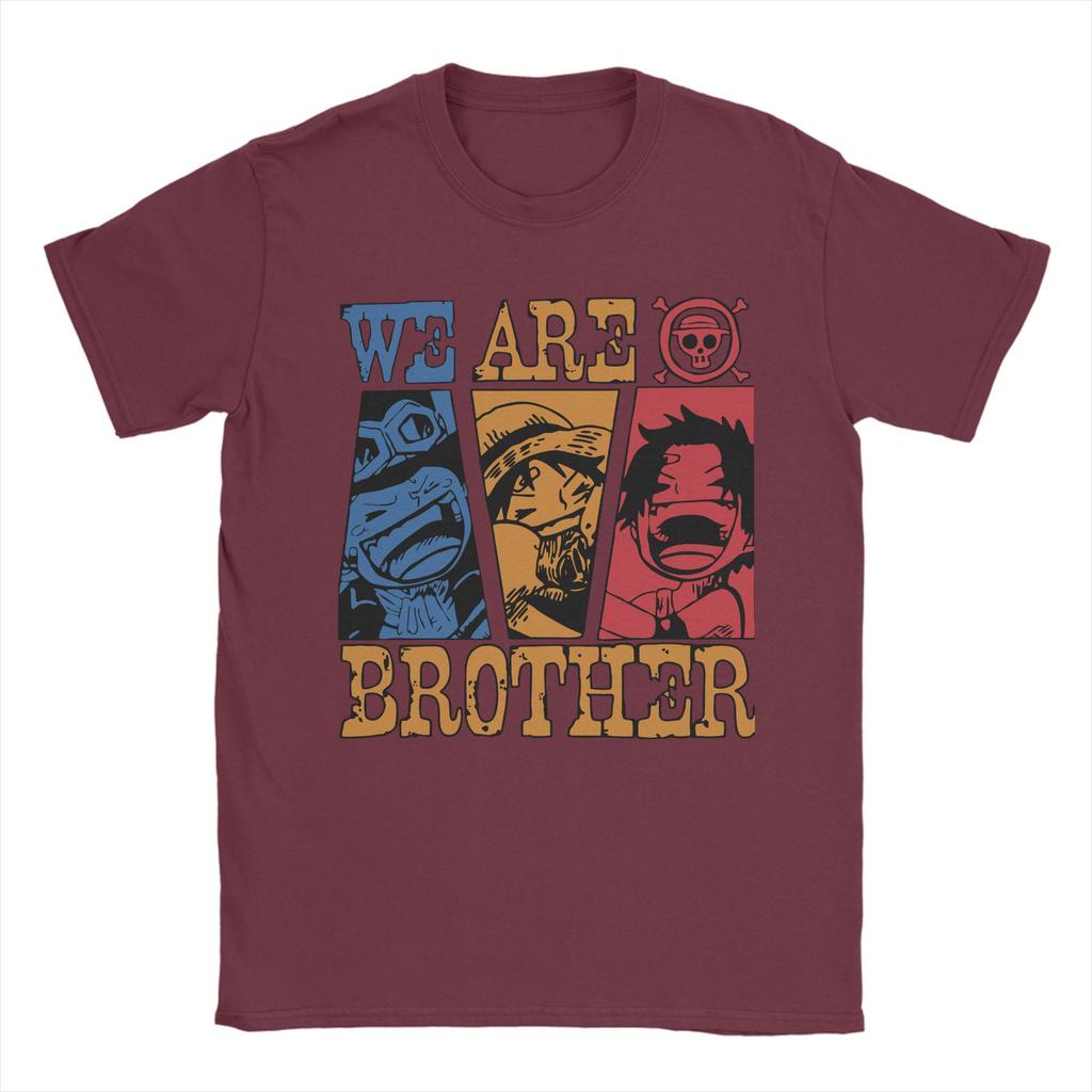 Novelty We are brothers Sabo Luffy and Ace TShirts for Men O Neck 100 Cotton T Shirt Ones Pieces Tees Printed Clothing