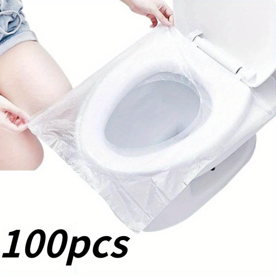 

100 шт./пакет, биоразлагаемый одноразовый пластиковый чехол для унитаза, портативный безопасный дорожный коврик для туалетной бумаги для ванной комнаты, аксессуары для ванной комнаты 100pcs прозрачный