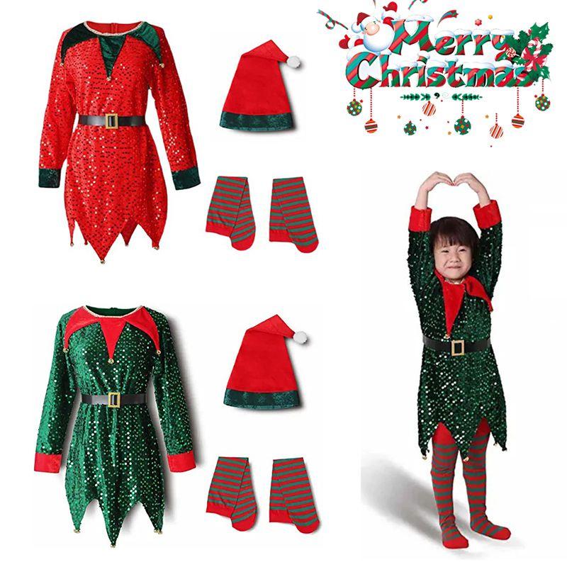 Christmas Kid Elf Costume Santa Claus Cosplay Fancy Dress Xmas Festive Outfits