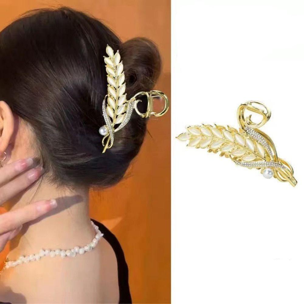 

Женская элегантная заколка для волос из пшеницы, корейская большая заколка в форме акулы, новый металлический зажим для захвата