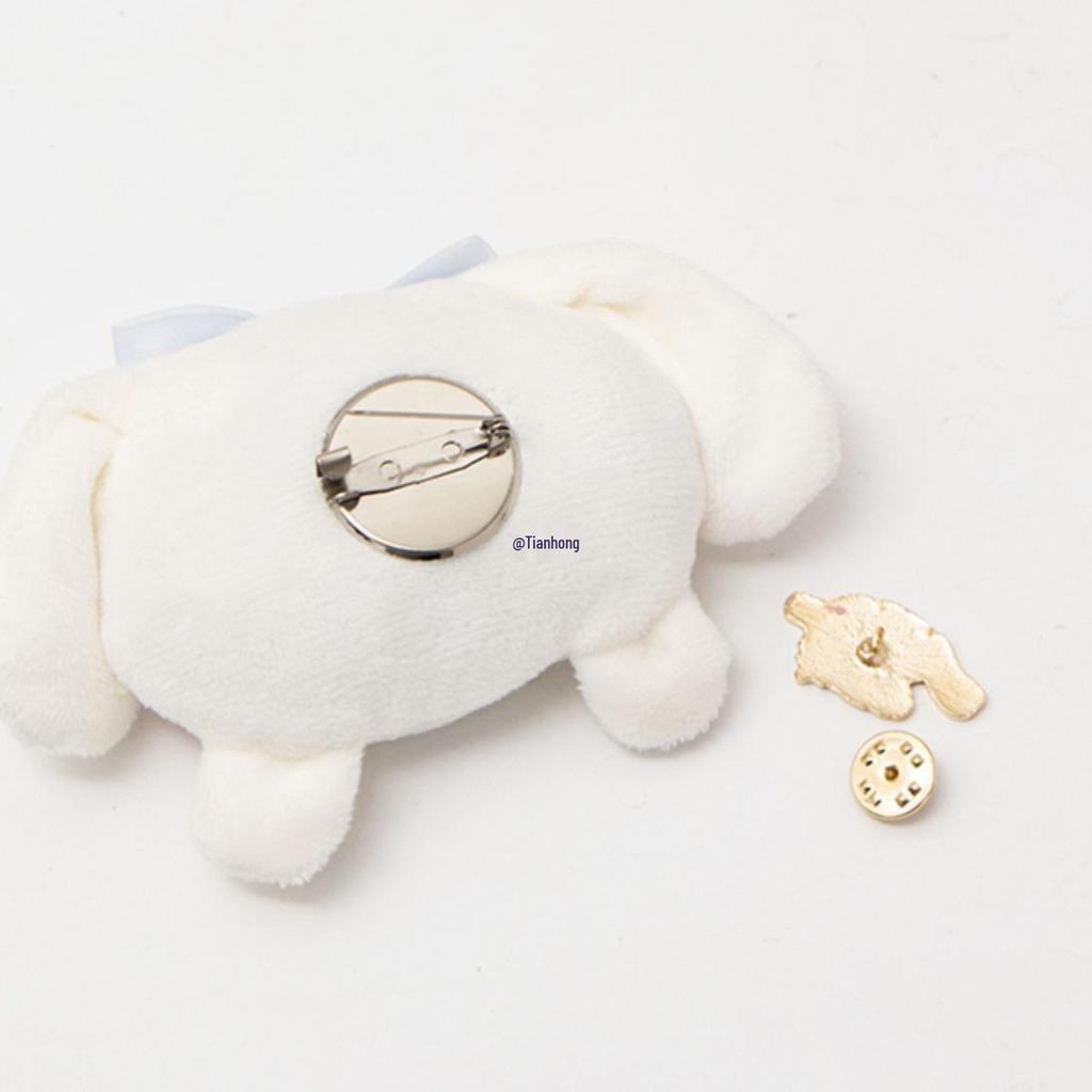 Cinnamoroll Plush Backpack Charm & Brooch Set - Cute Cartoon Accessories