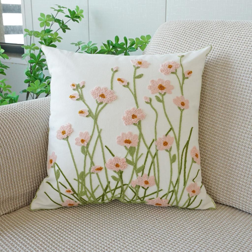 45X45Cm Flower Throw Pillow Cover Plant Embroidered Stamping Waist Cushion Cover Decor Home Decorative Pillowcase New