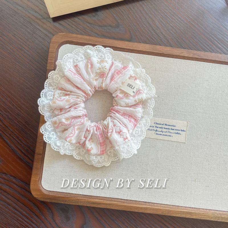 Mary Sue Ruffle English Sweet Girl Scrunchie Original Simple Elegant Bow