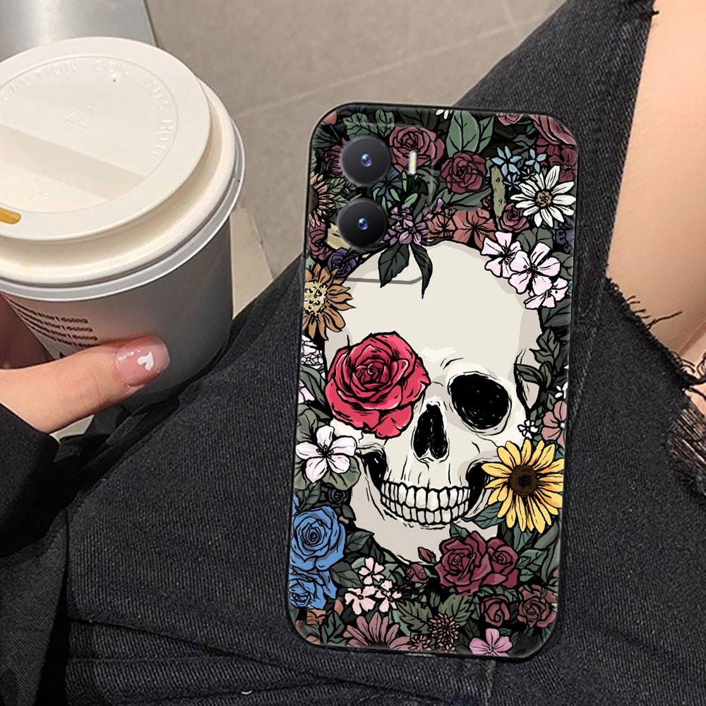 Skull Flower Art Mexico Phone Case For VIVO V60 V50 V40 LITE S1 V17 V20 SE V21 V23 V23E V25 V25E V27 V27E V29 V29E V30 Case Capa