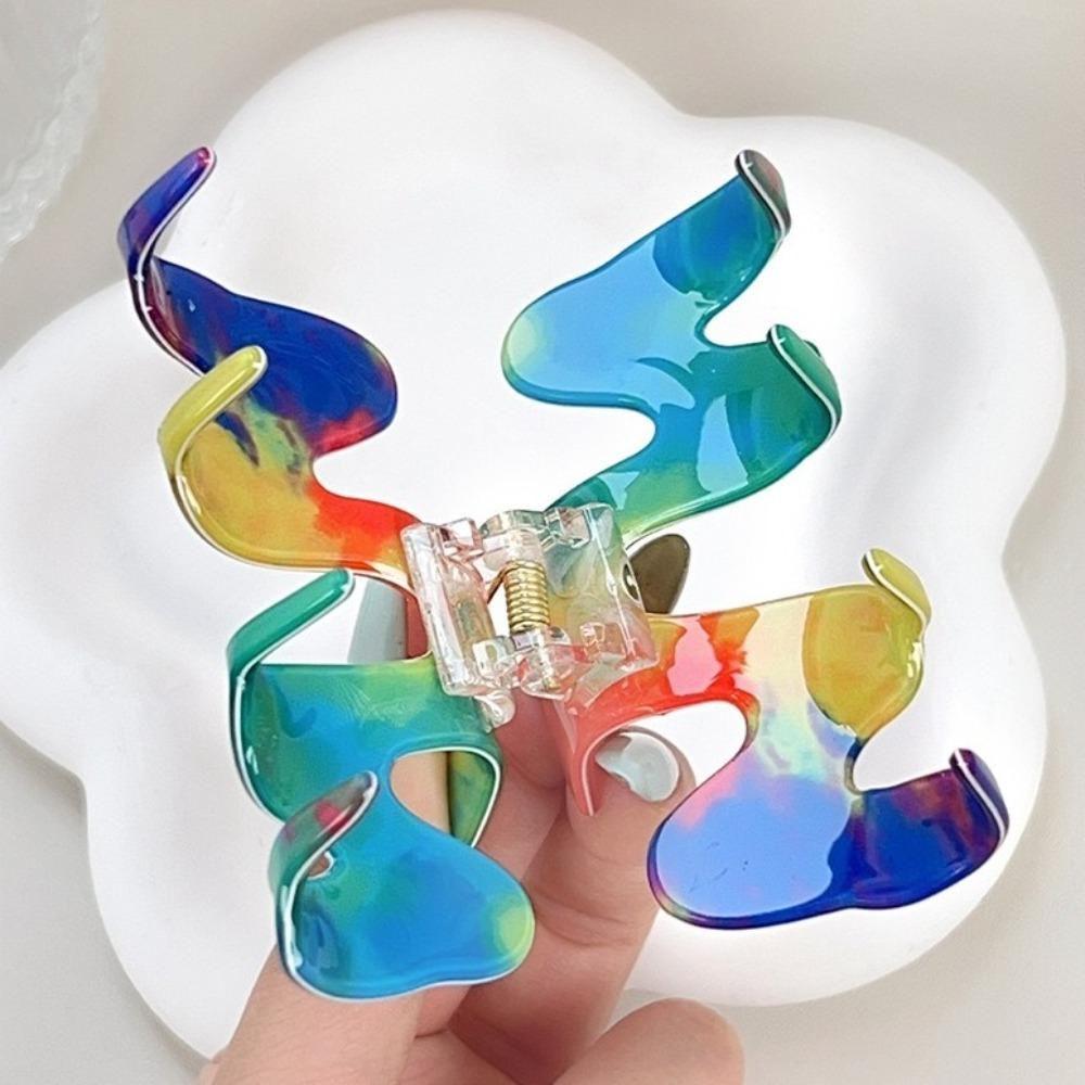 Acryl Regenbogen Welle Krabbe Haarklammer Koreanischer Stil Damen Haarkralle Persönlichkeit M-Form Haarkralle Mädchen