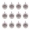 Tibetan Style Alloy Pendants Flat Round with Lotus Antique Silver 20x15x4.5mm Hole: 1.5mm