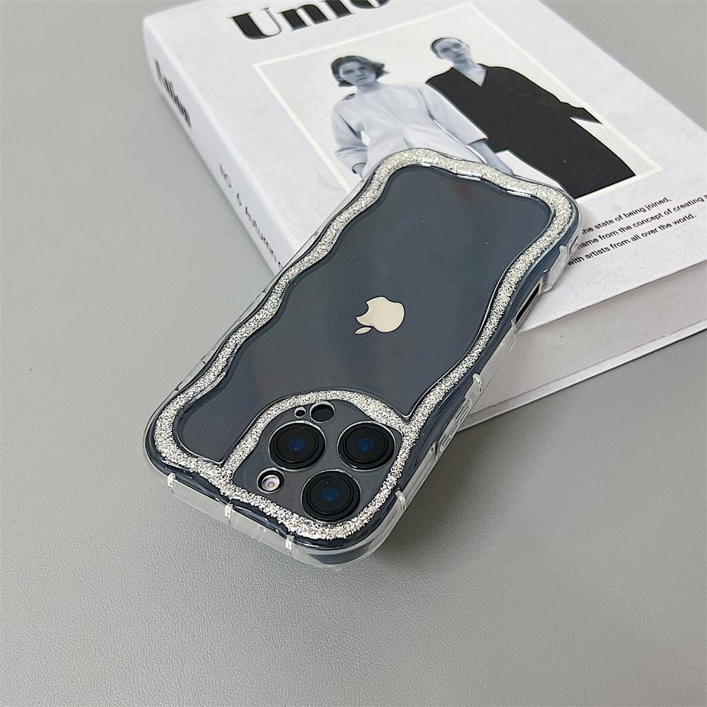 

Модний прозорий милий чохол з кучерявими хвилями для жінок на iPhone 16 Pro Max 15 14 13 12 11 Plus, прозорий естетичний протиударний чохол For iPhone 11 ProMax чорний
