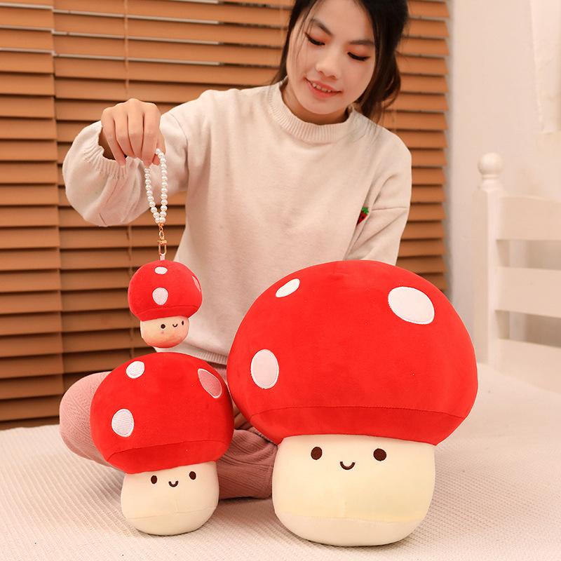 Cute Expression Little Mushroom Doll Plush Toy Red Mushroom Doll Girl Bag Keychain Pendant