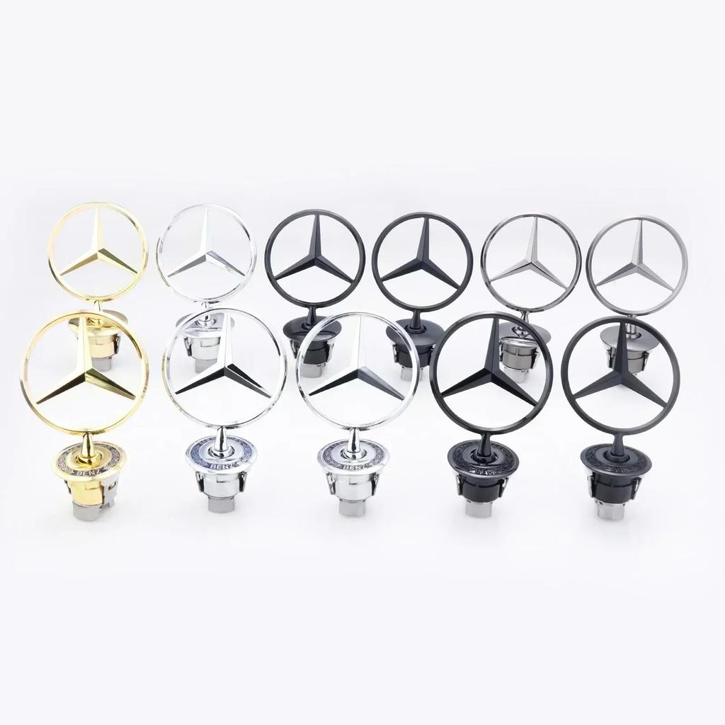 CEV5   3D Car Front Bonnet Hood Emblem Round Zinc Alloy Badge For Mercedes Benz C E S Class W204 W205 W212 W213 W211 W220 W222 W223
