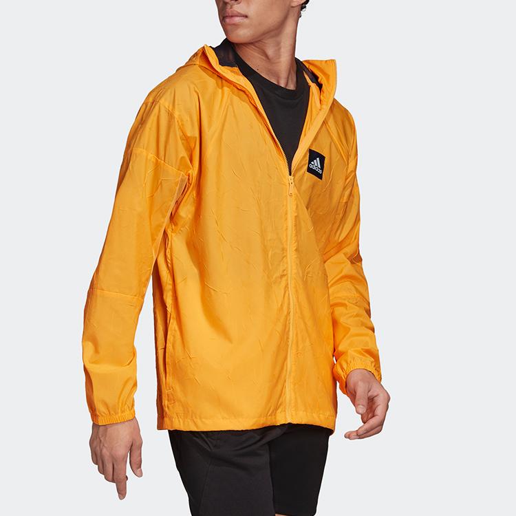 Adidas Full Zip Casual Sports Hooded Jacket Men Outerwear Yellow FR8288