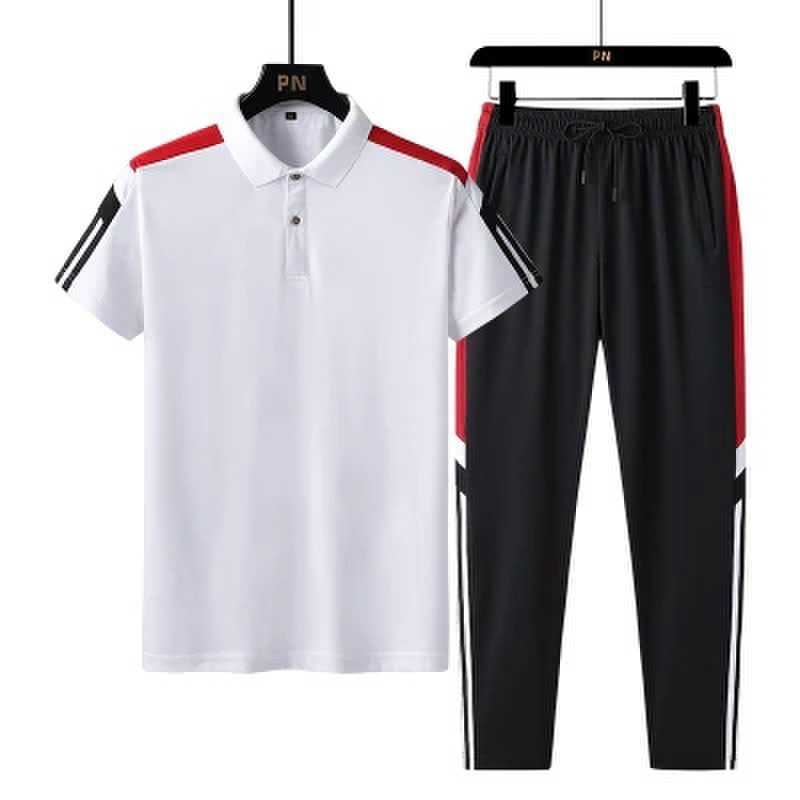 

Спортивный костюм большого размера, мужская летняя футболка с короткими рукавами, длинные брюки, две части тонкой повседневной спортивной одежды L