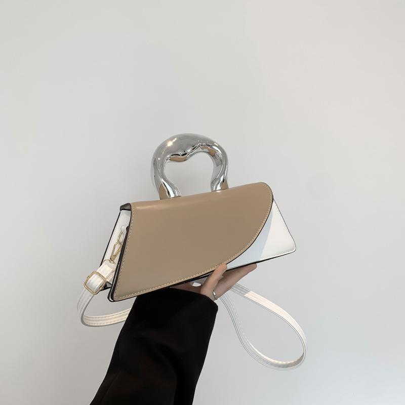 Color Matching New Fashion Texture 225 Contrasting Colors Spring Casual Simple Messenger Metal Portable Small Square Bag Woman
