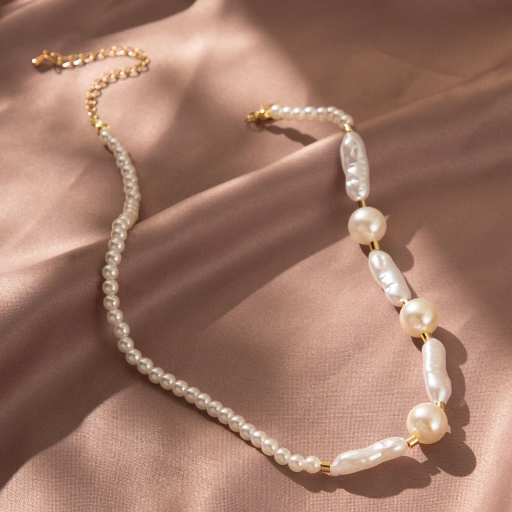 Chic Irregular Faux Pearl Necklace Modern Geometric Style For Fashionable Women Jewelry