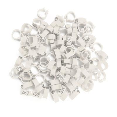 100PCS/Bag 8MM 001-100 Numbered Plastic Letter Pigeon Bird Leg Bands Rings(white)