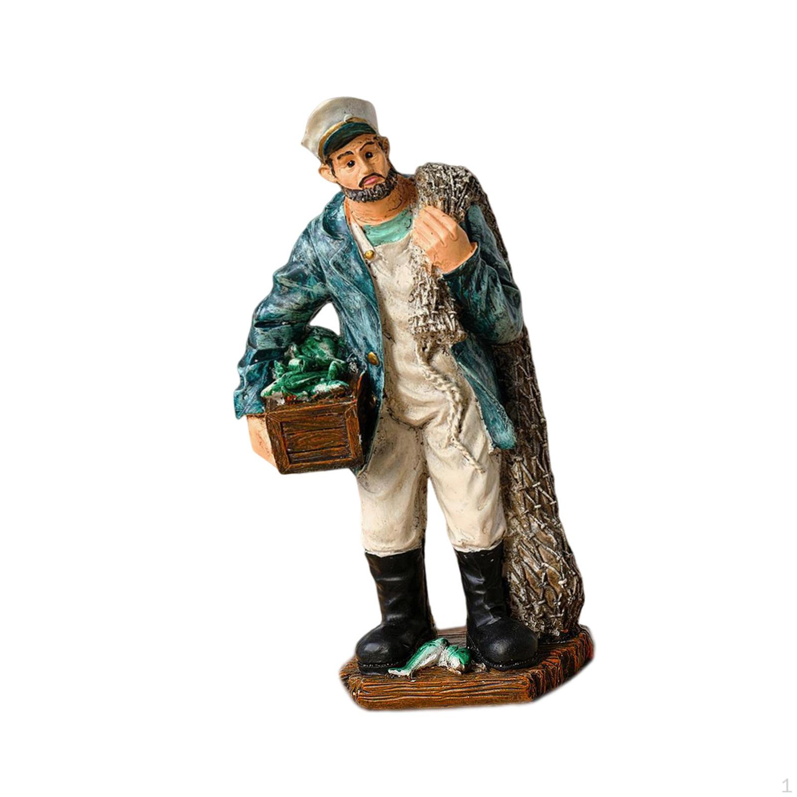 

Figure of A Fisherman, Table Ornament, Statue for Shelf, Living Room Style B