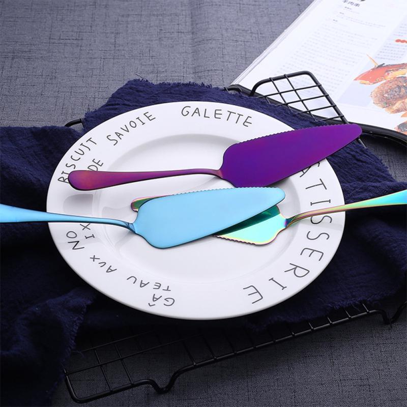 Colorful Stainless Steel Serrated Edge Cake Server Blade Cutter Pie Pizza Shovel Cake Spatula Baking