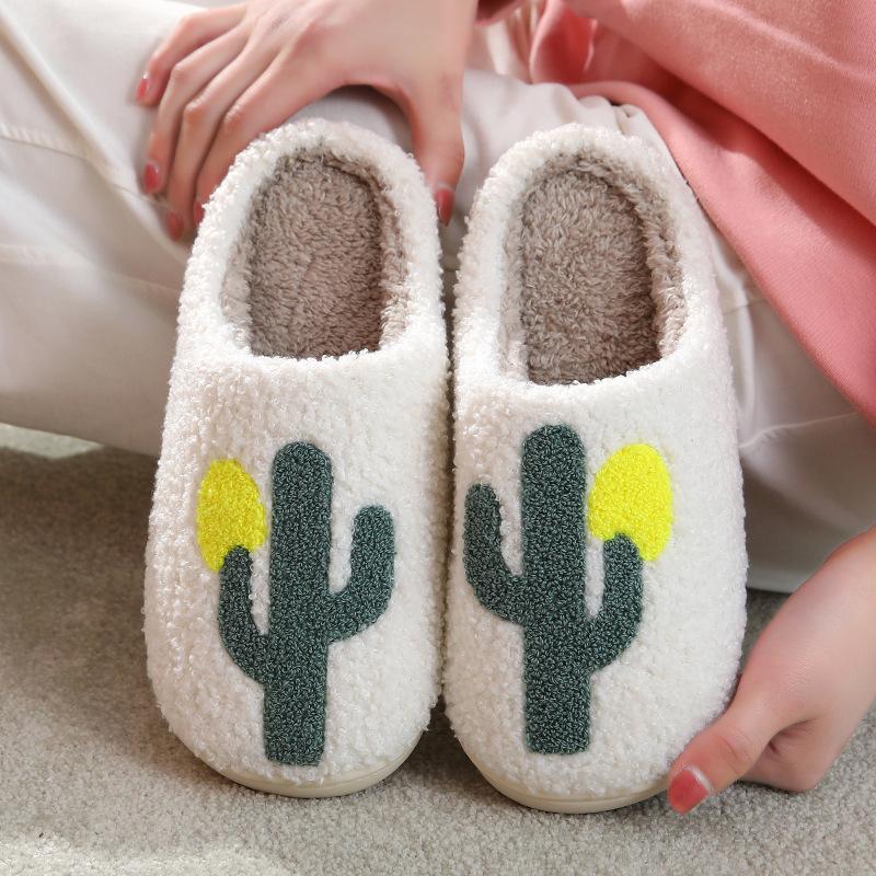 New comfortable home cactus warm winter cotton slippers couple men and women thick-soled soft-soled cotton shoes thickened non-slip