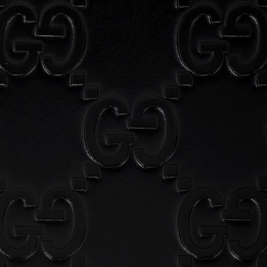 Gucci GG Embossed Black Leather Zip Around Long Wallet For Unisex Daily Use