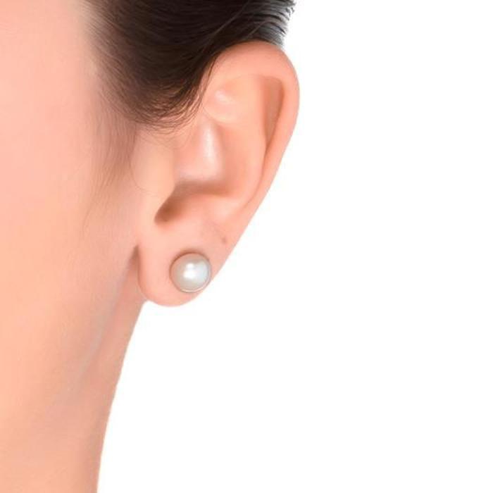 Luxenter Boucles d'oreilles en argent 925 avec perle blanche finition en rhodiée - Essential